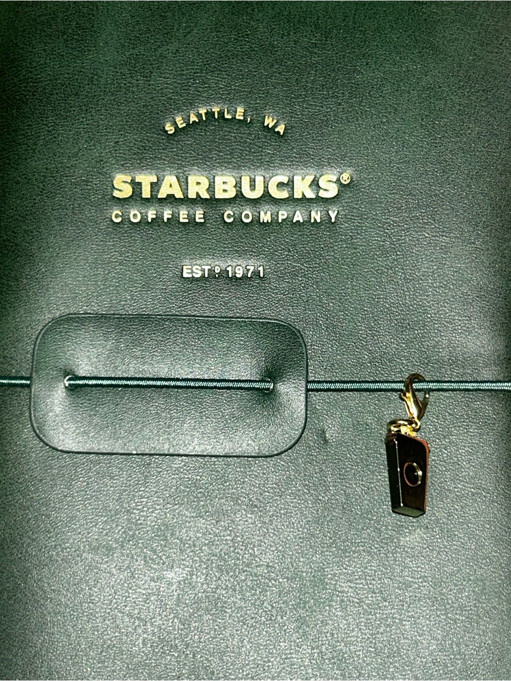 Starbucks Dark Green 2026 planner with Gold Cup Charm